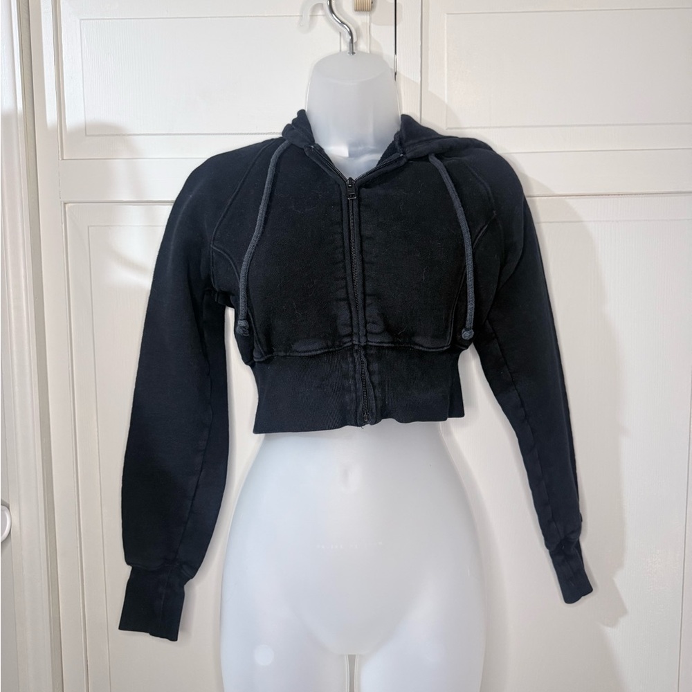 TNA Black Cropped Hoodie